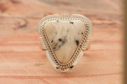 Genuine White Buffalo Turquoise Sterling Silver Native American Ring